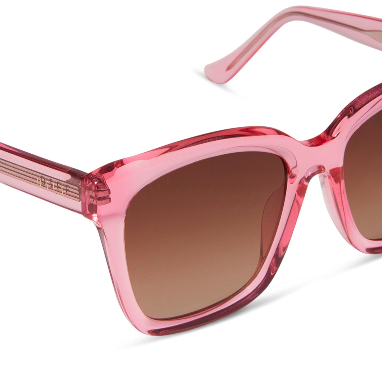 MEREDITH - CANDY PINK CRYSTAL + BROWN GRADIENT SUNGLASSES