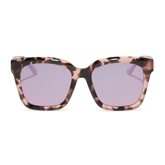 MEREDITH - HIMALAYAN TORTOISE + LIGHT PINK MIRROR SUNGLASSES