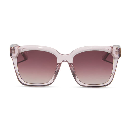 MEREDITH - LIGHT PINK CRYSTAL + WINE GRADIENT SUNGLASSES