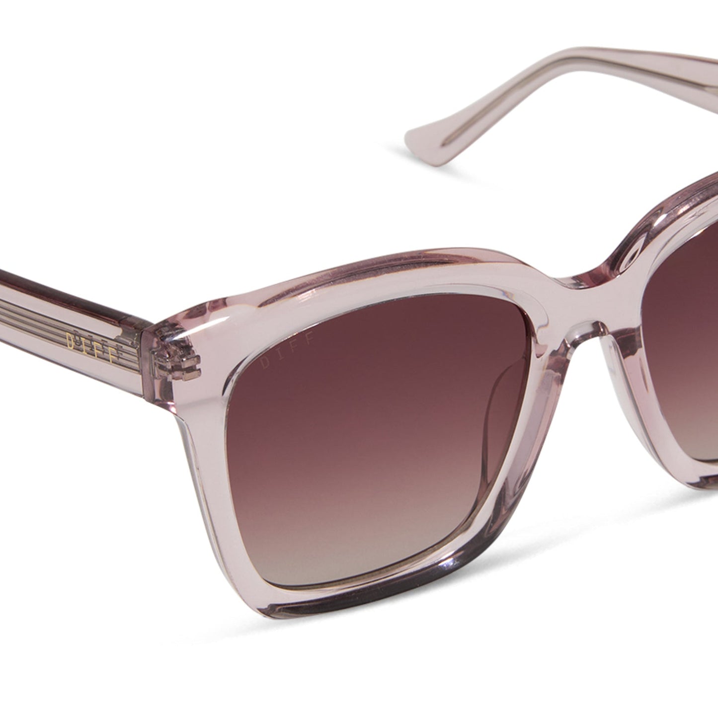 MEREDITH - LIGHT PINK CRYSTAL + WINE GRADIENT SUNGLASSES