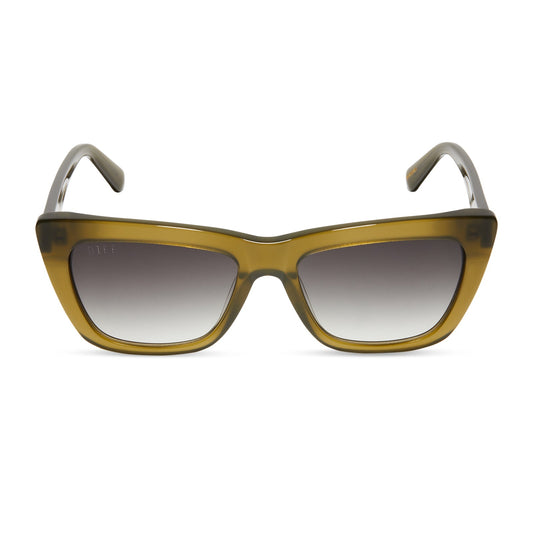 NATASHA - RICH OLIVE + GREY GRADIENT SUNGLASSES