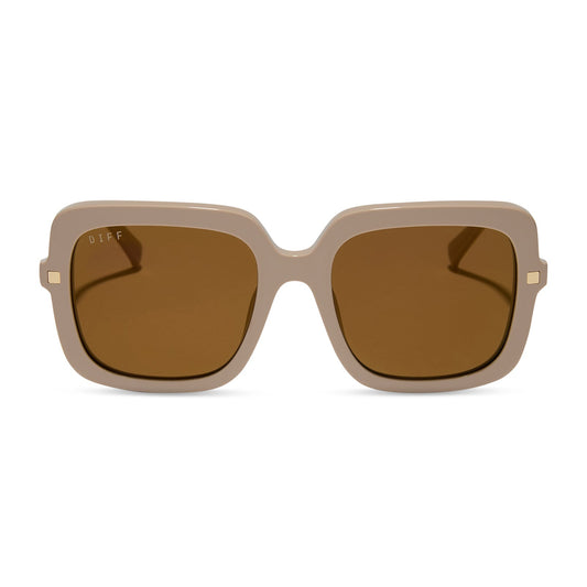 SANDRA - ALMOND + BROWN GOLD FLASH SUNGLASSES