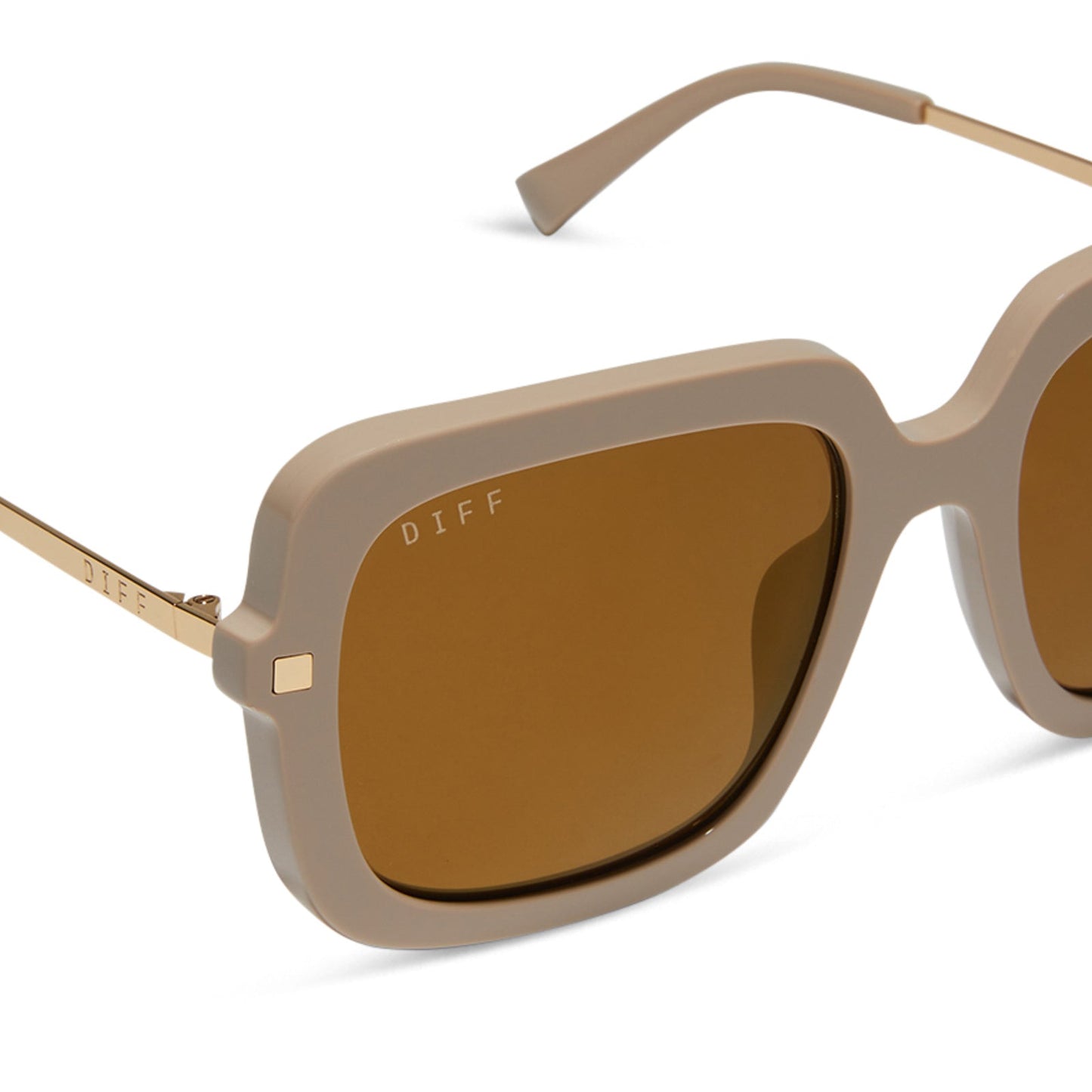 SANDRA - ALMOND + BROWN GOLD FLASH SUNGLASSES