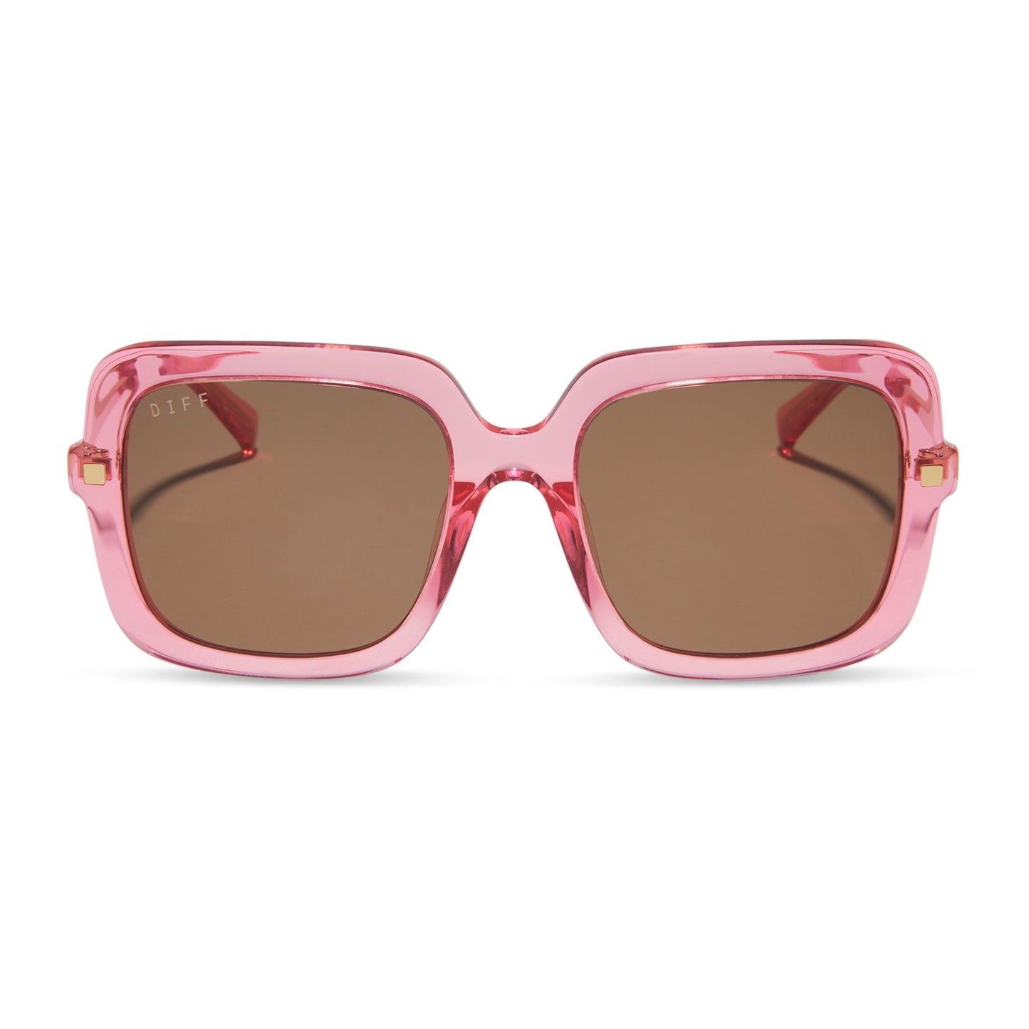 SANDRA - CANDY PINK CRYSTAL + BROWN SUNGLASSES