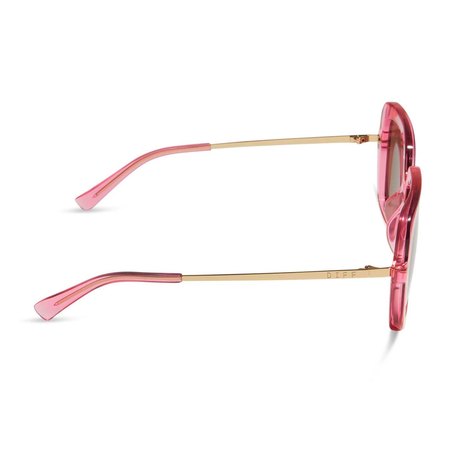 SANDRA - CANDY PINK CRYSTAL + BROWN SUNGLASSES