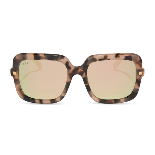 SANDRA - HIMALAYAN TORTOISE + TAUPE MIRROR SUNGLASSES