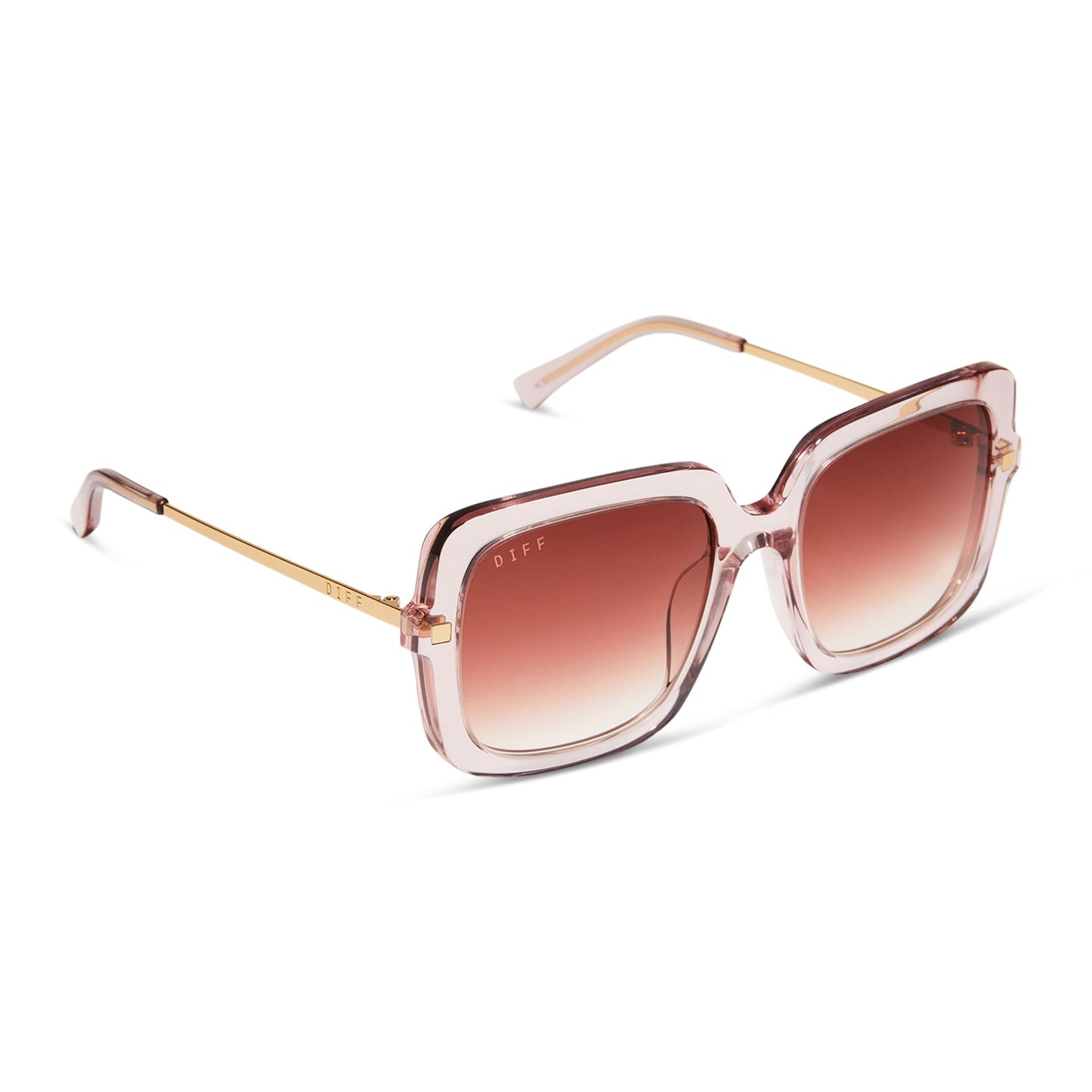 SANDRA - LIGHT PINK CRYSTAL + DUSK GRADIENT SUNGLASSES