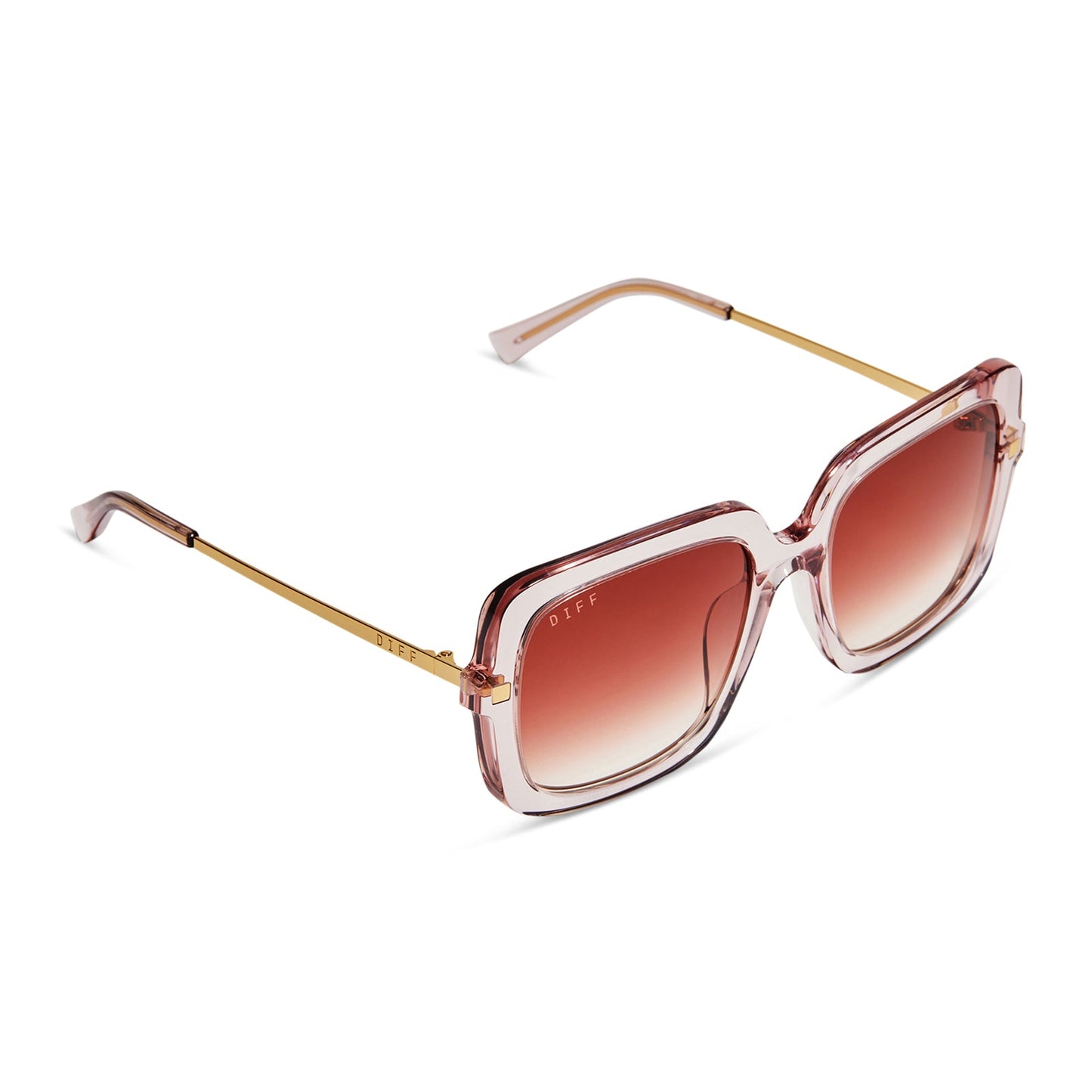 SANDRA - LIGHT PINK CRYSTAL + DUSK GRADIENT SUNGLASSES