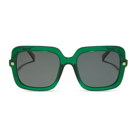 SANDRA - PALM GREEN CRYSTAL + GREY + POLARIZED SUNGLASSES