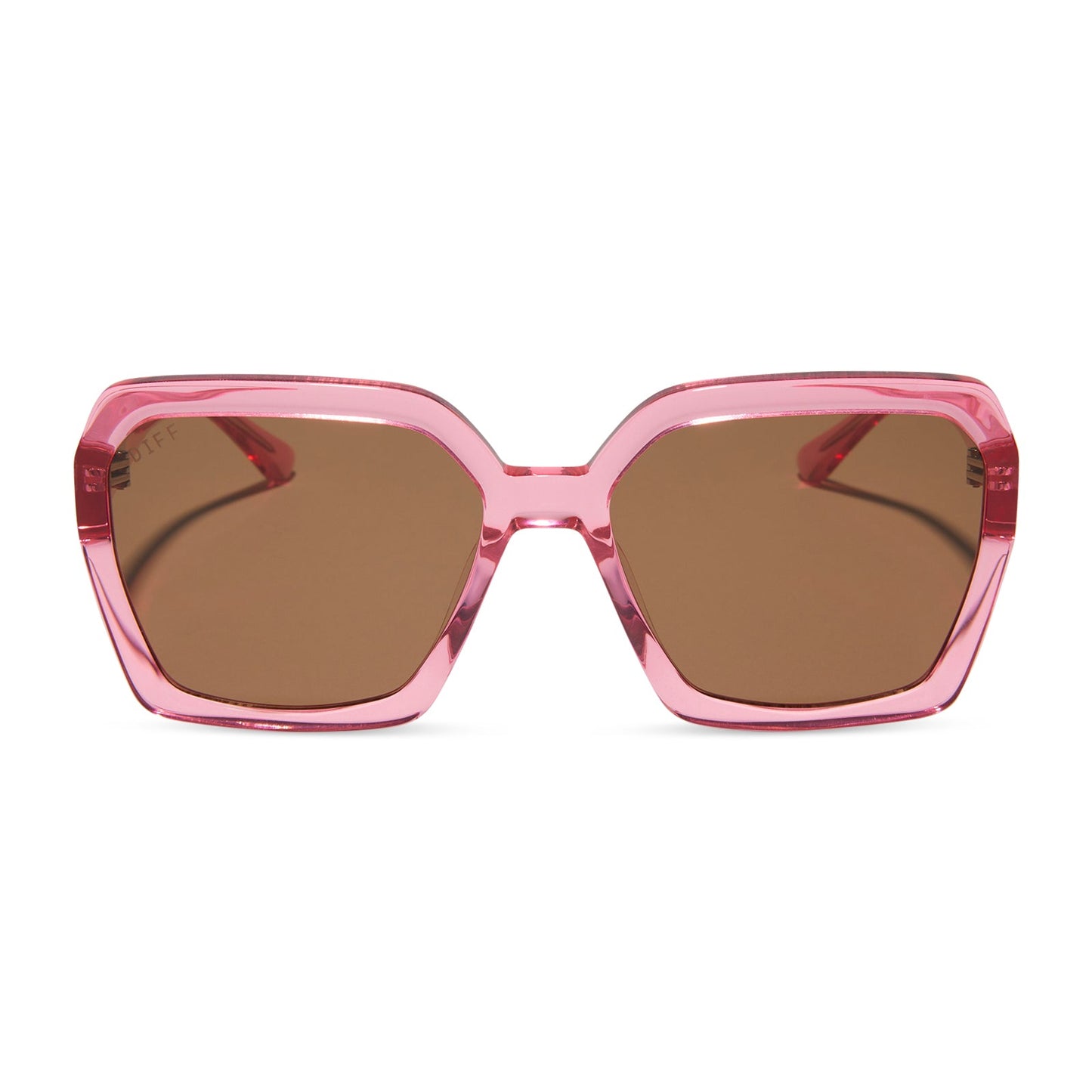 SLOANE - CANDY PINK CRYSTAL + BROWN SUNGLASSES