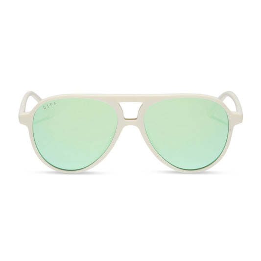 TOSCA II - MATTE WHITE + AQUATIC AWE MIRROR SUNGLASSES