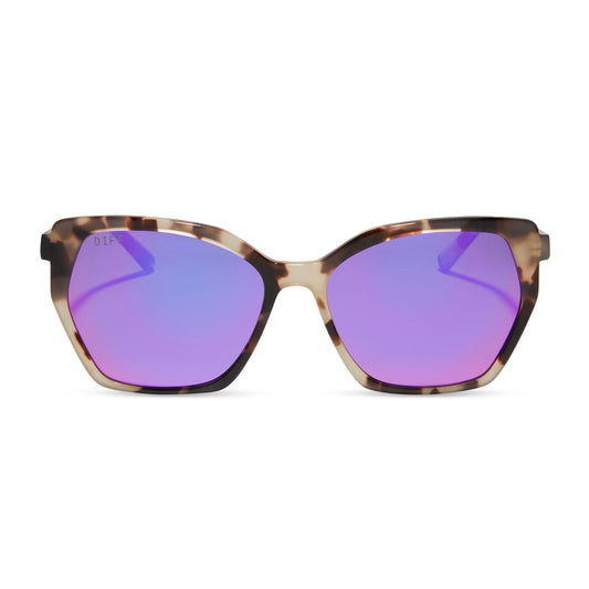 VERA - CREAM TORTOISE + PINK RUSH MIRROR SUNGLASSES