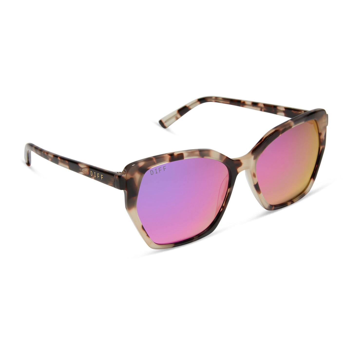 VERA - CREAM TORTOISE + PINK RUSH MIRROR SUNGLASSES