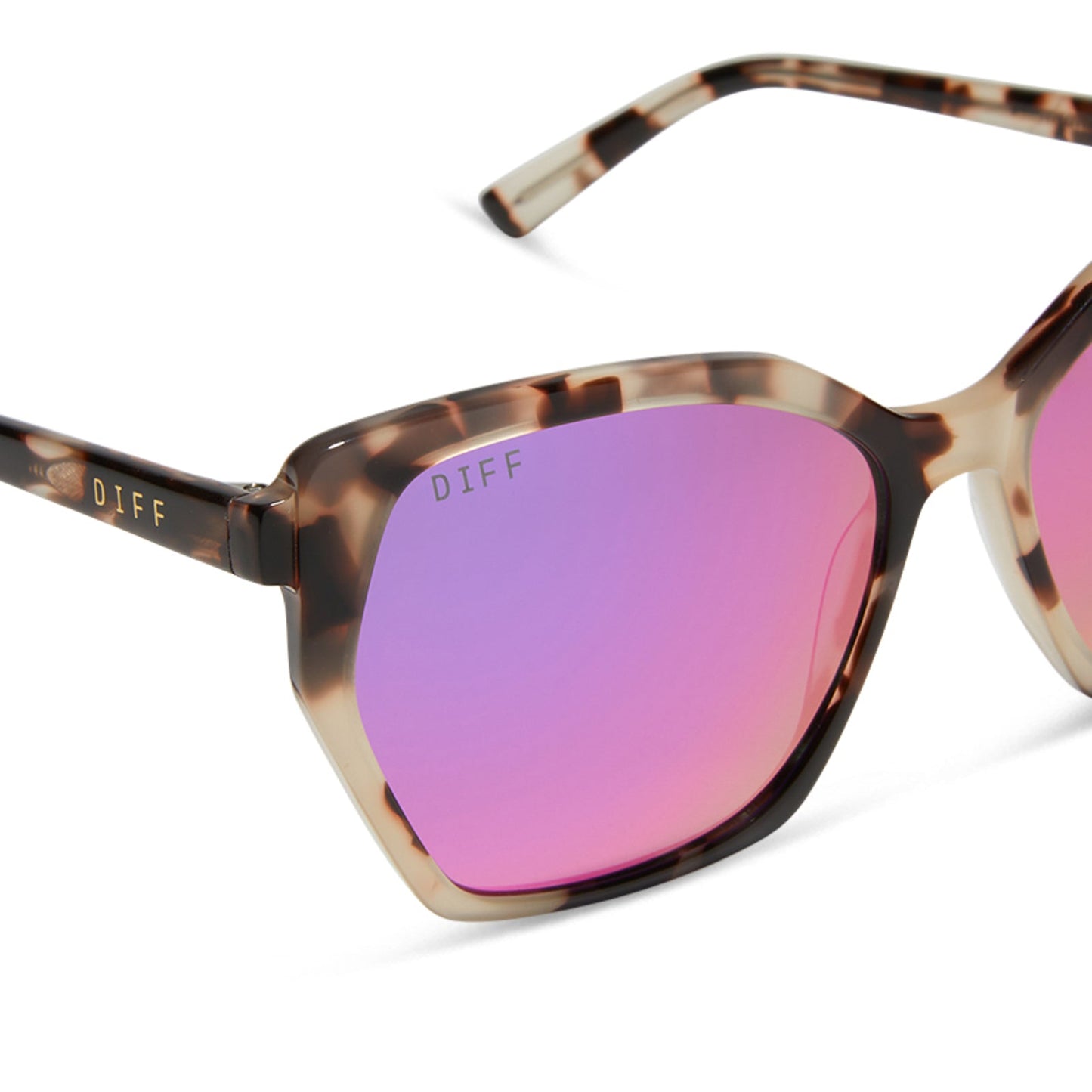 VERA - CREAM TORTOISE + PINK RUSH MIRROR SUNGLASSES