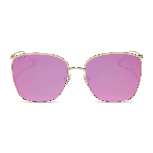 VITTORIA - GOLD + PINK RUSH MIRROR SUNGLASSES