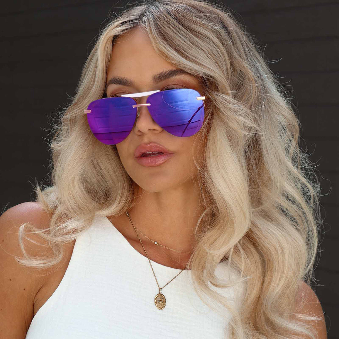 TAHOE - GOLD + PURPLE MIRROR SUNGLASSES