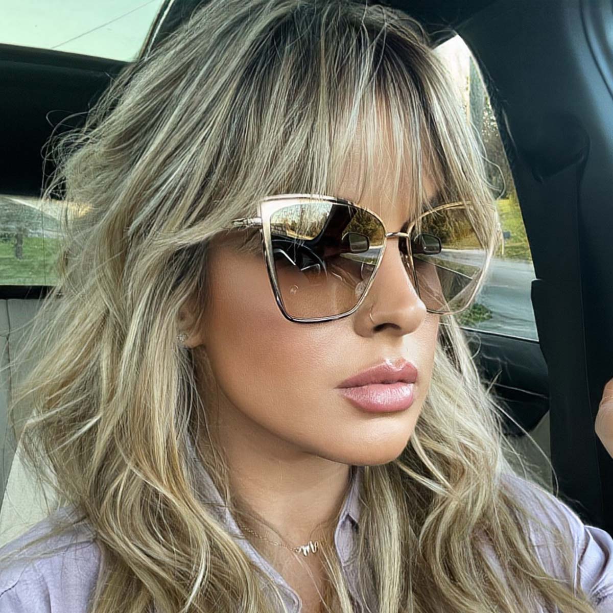 BECKY - GOLD + FLASH BROWN GRADIENT SUNGLASSES