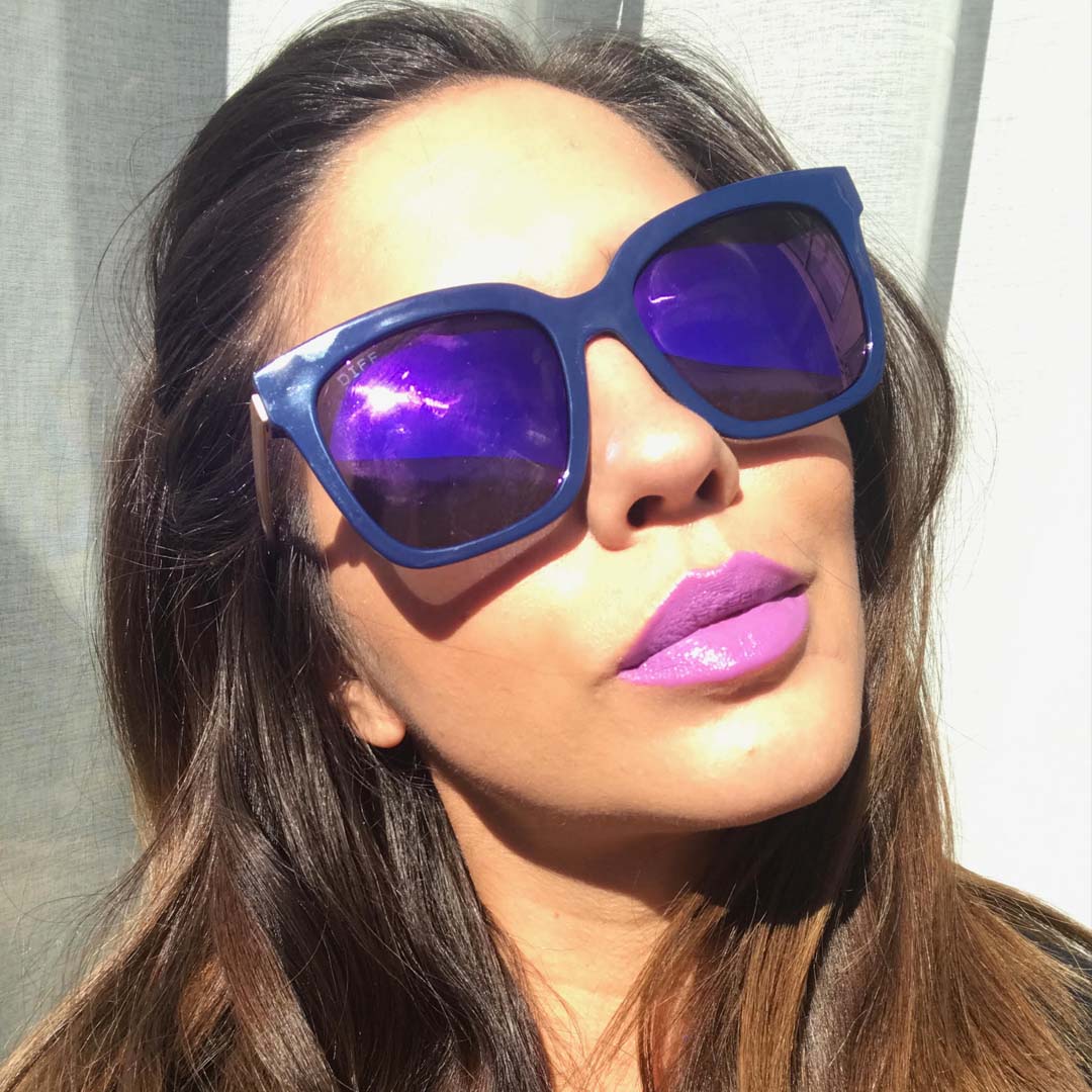 BELLA - BLACK + PURPLE MIRROR SUNGLASSES