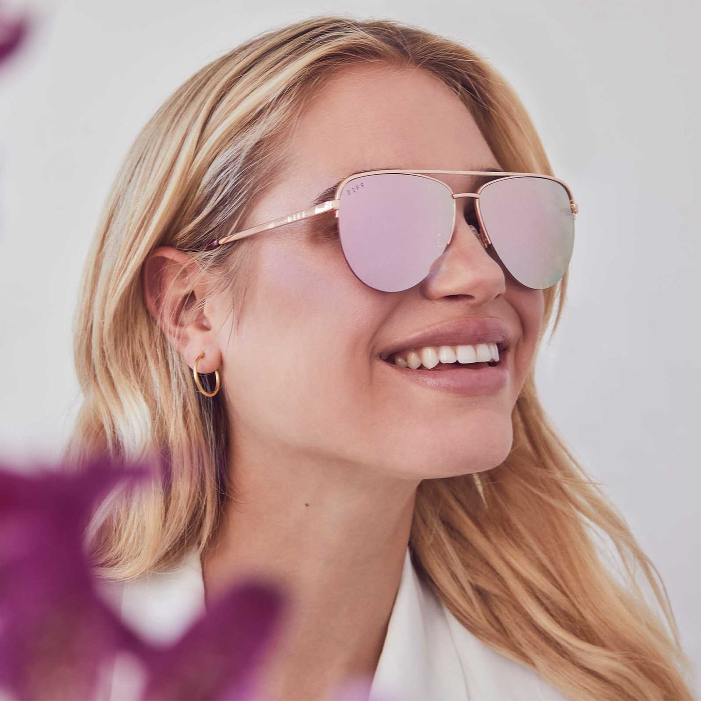 TATE - ROSE GOLD + CHERRY BLOSSOM MIRROR SUNGLASSES