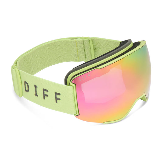 SNOW GOGGLES - ALPINE + LIME GREEN + HOT PINK MIRROR + POLARIZED GOGGLES & FREE GLACIER GREY LENS