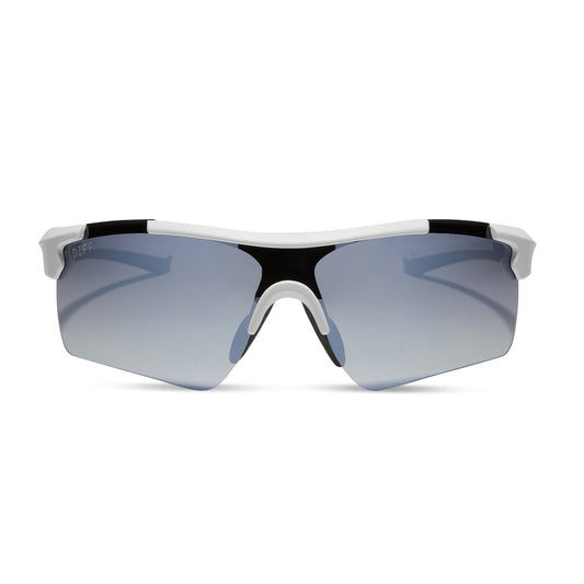 BLITZ - MATTE WHITE + GREY GRADIENT W/ SILVER FLASH + POLARIZED SUNGLASSES