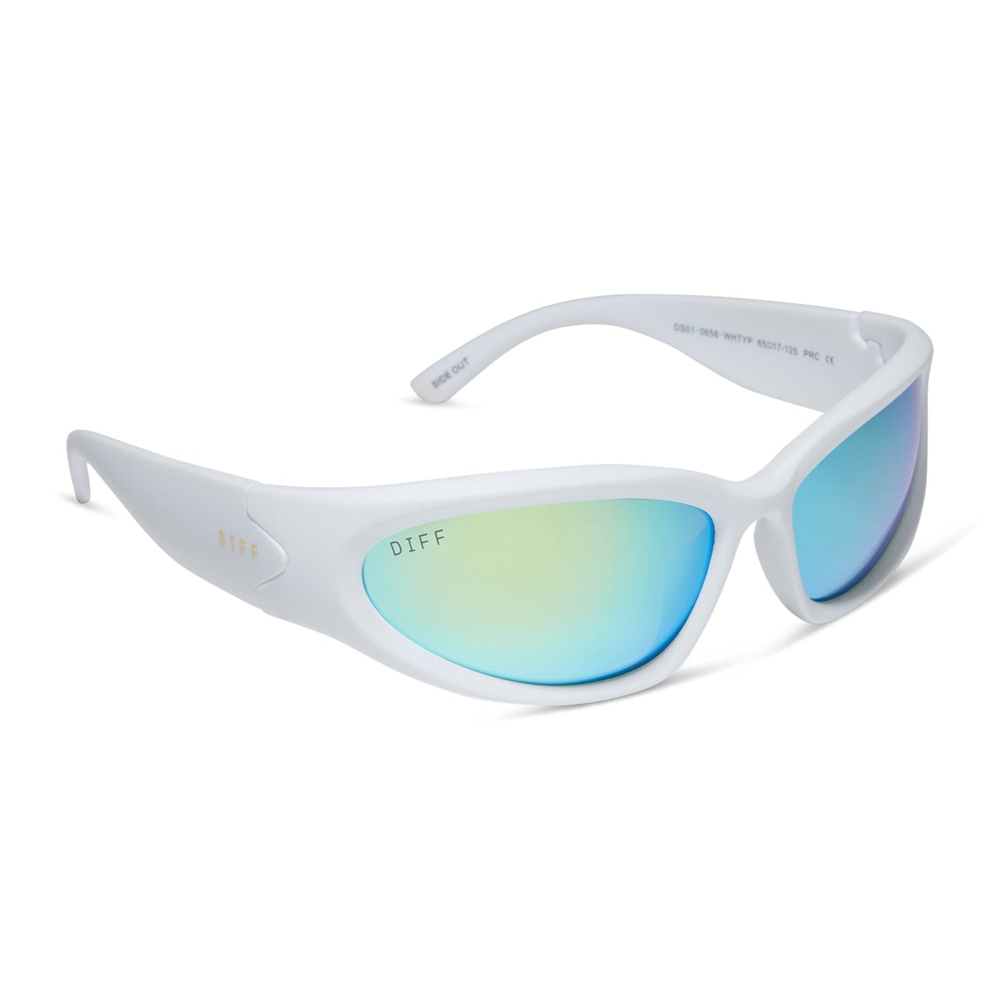 SIDE OUT - MATTE WHITE + TURQUOISE ICE MIRROR + POLARIZED SUNGLASSES