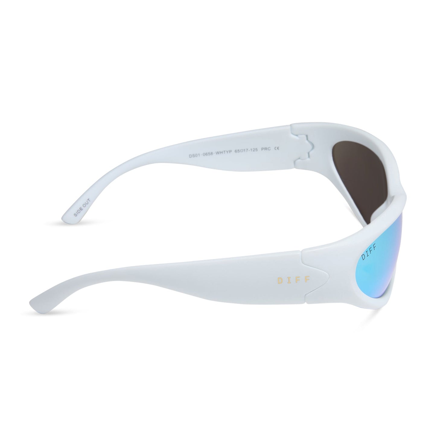 SIDE OUT - MATTE WHITE + TURQUOISE ICE MIRROR + POLARIZED SUNGLASSES