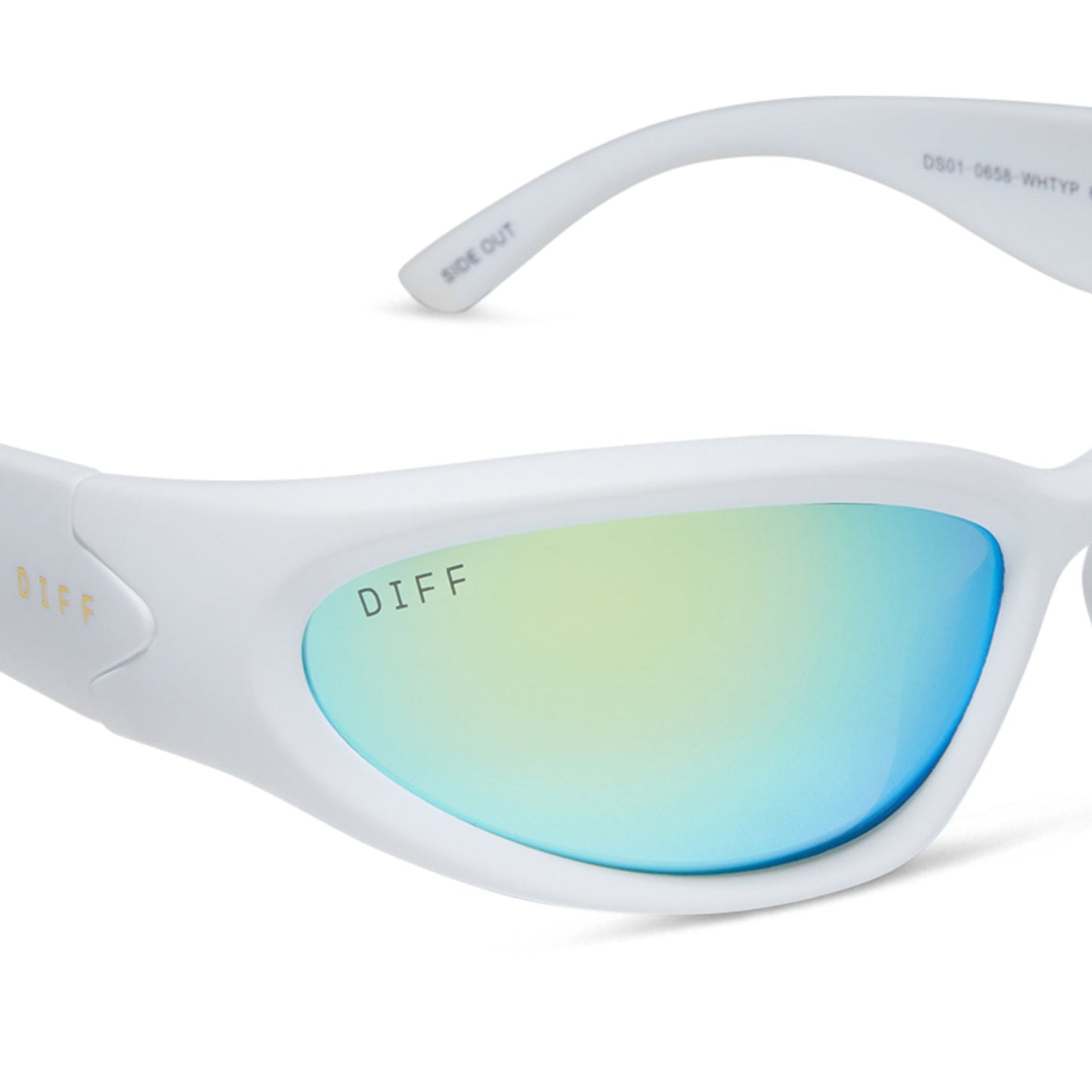 SIDE OUT - MATTE WHITE + TURQUOISE ICE MIRROR + POLARIZED SUNGLASSES