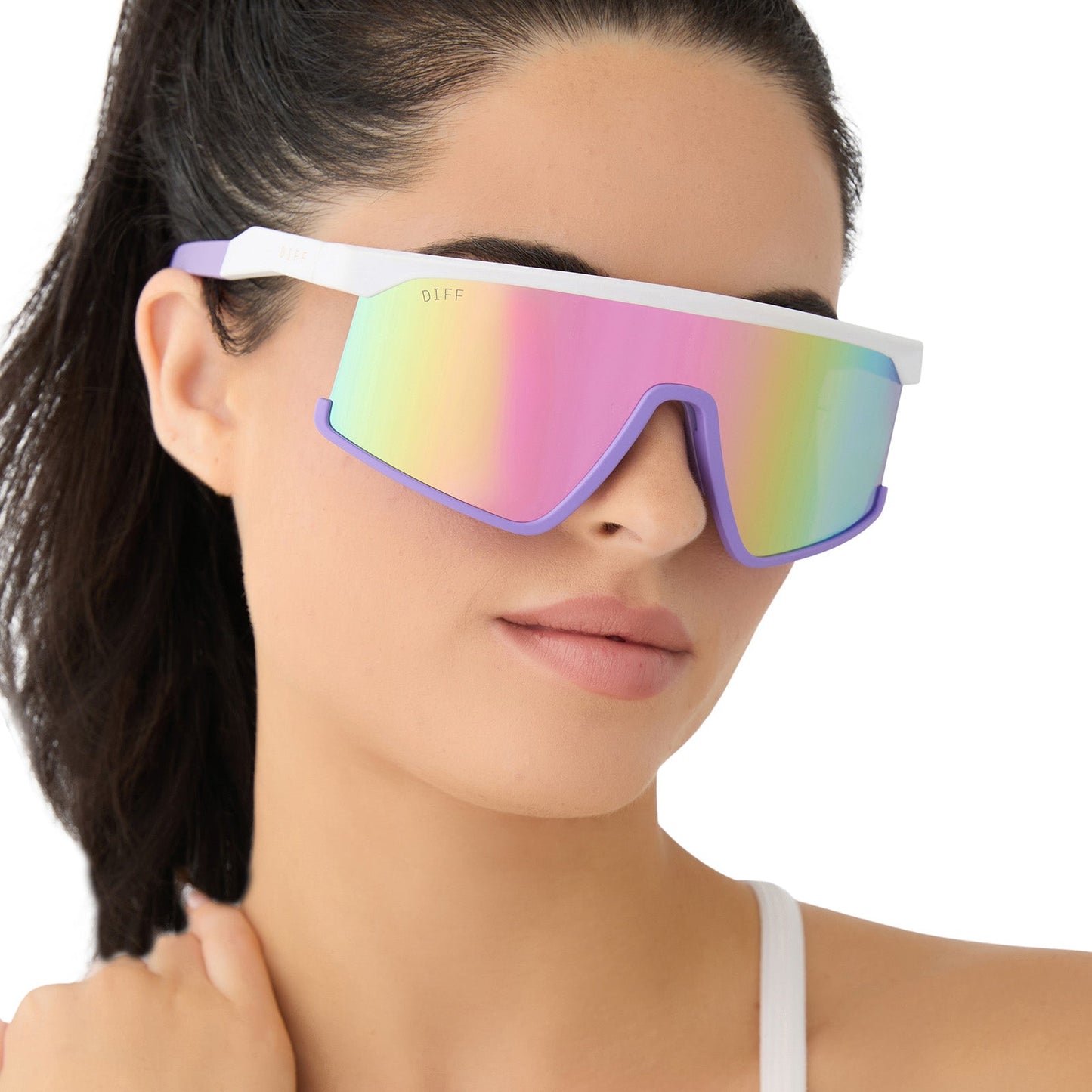 SPIKE - MATTE WHITE + LAVENDER + SHERBERT RAINBOW MIRROR + POLARIZED SUNGLASSES