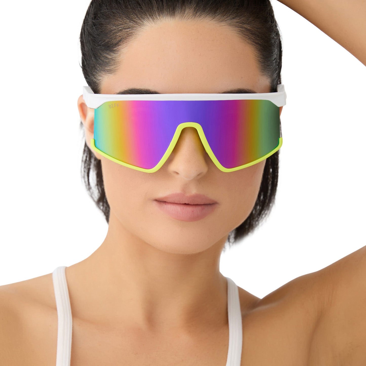 SPIKE - MATTE WHITE + NEON YELLOW + HOT PINK + PINK RUSH MIRROR + POLARIZED SUNGLASSES