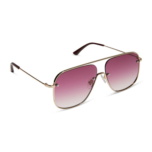 CYNTHIA - GOLD W BORDEAUX TEMPLE TIPS + WINE GRADIENT + POLARIZED SUNGLASSES