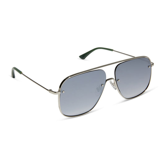 CYNTHIA - SILVER W ALPINE TEMPLE TIPS + GREY GRADIENT WITH SILVER FLASH + POLARIZED SUNGLASSES