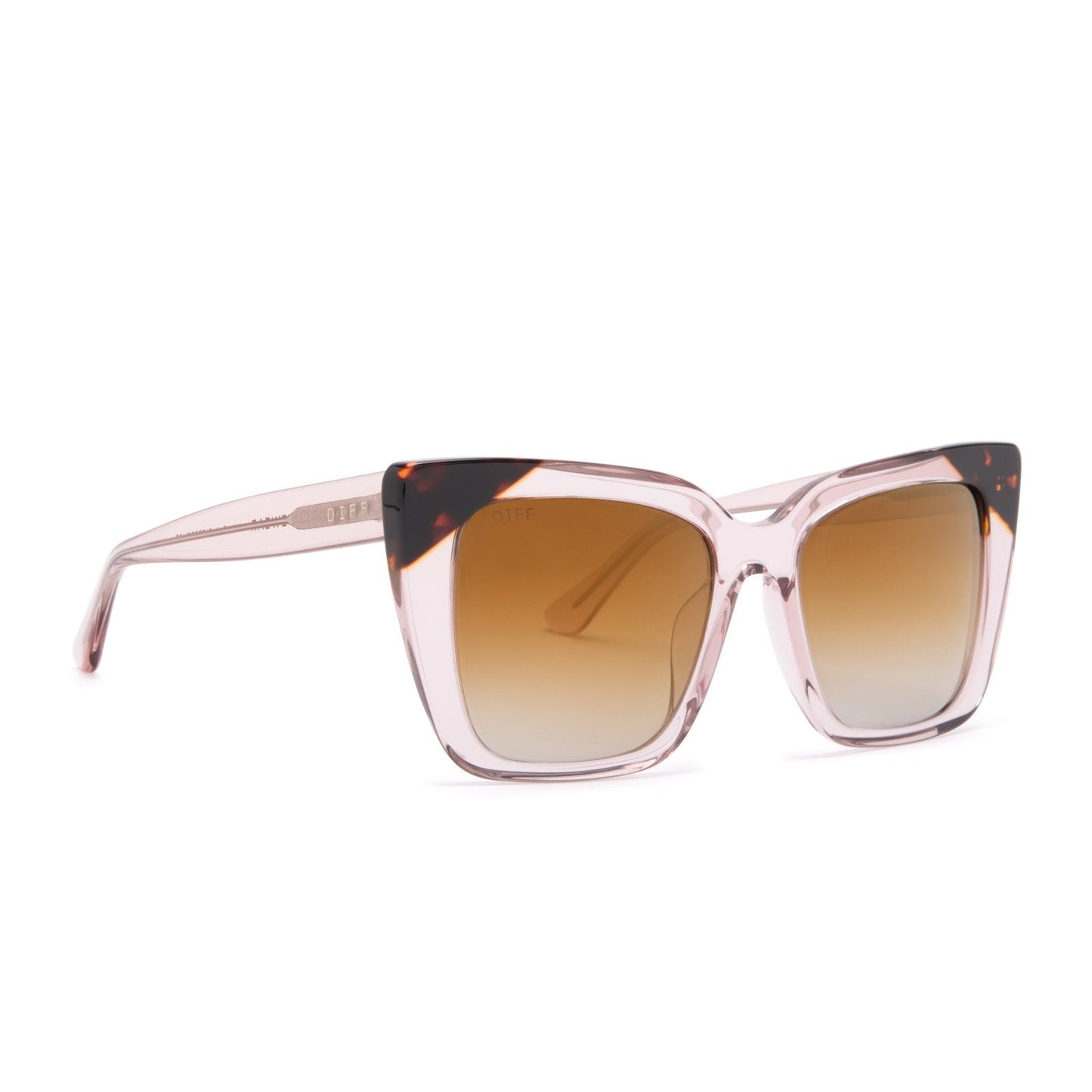 LIZZY - LIGHT PINK CRYSTAL + BROWN GRADIENT SUNGLASSES