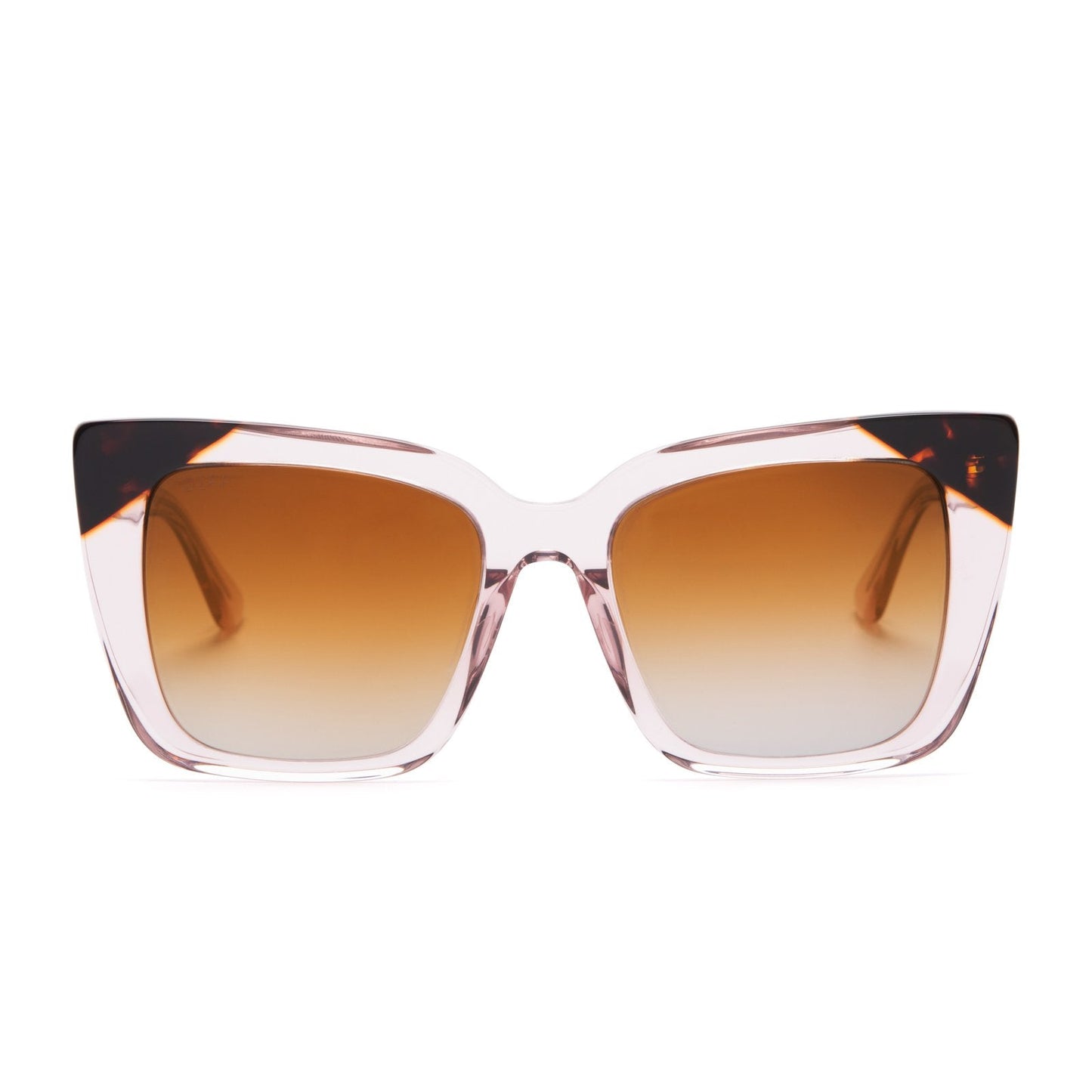 LIZZY - LIGHT PINK CRYSTAL + BROWN GRADIENT SUNGLASSES