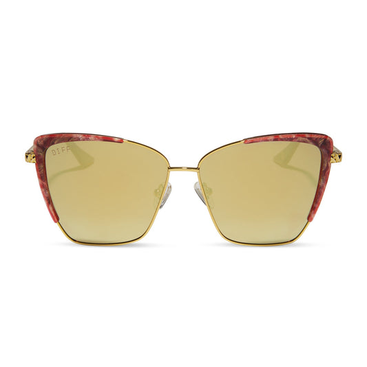 QUEEN AMIDALA™ - MARBLED NABOO™ ROYAL RED + HAMMERED GOLD + GOLD MIRROR + POLARIZED SUNGLASSES