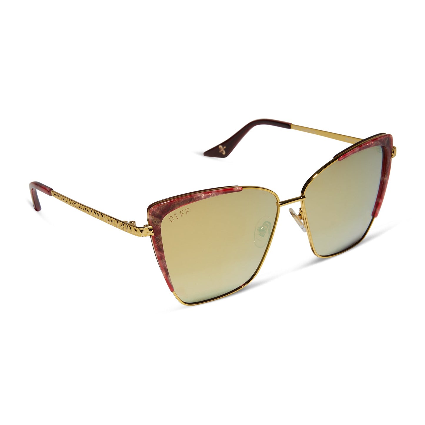 QUEEN AMIDALA™ - MARBLED NABOO™ ROYAL RED + HAMMERED GOLD + GOLD MIRROR + POLARIZED SUNGLASSES