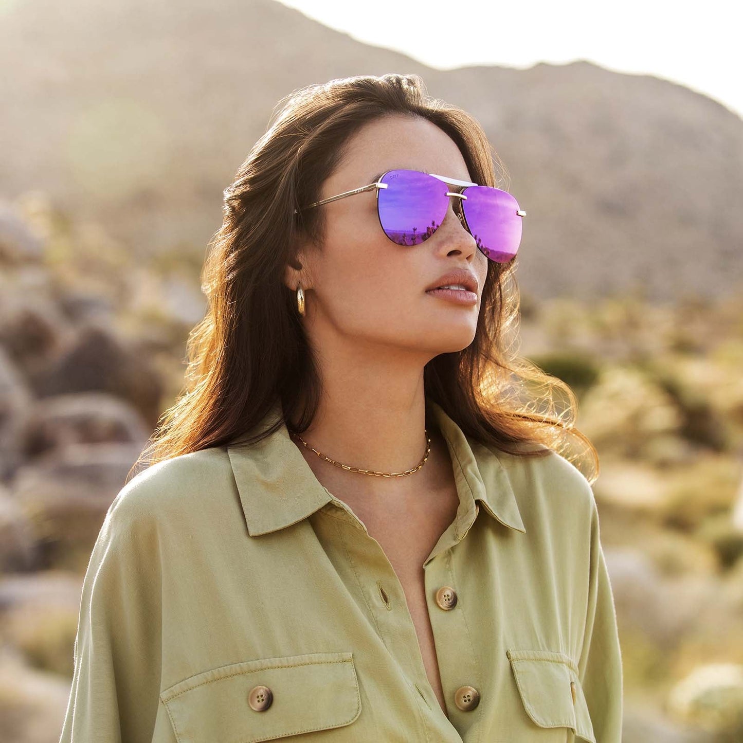 TAHOE - GOLD + PURPLE MIRROR SUNGLASSES